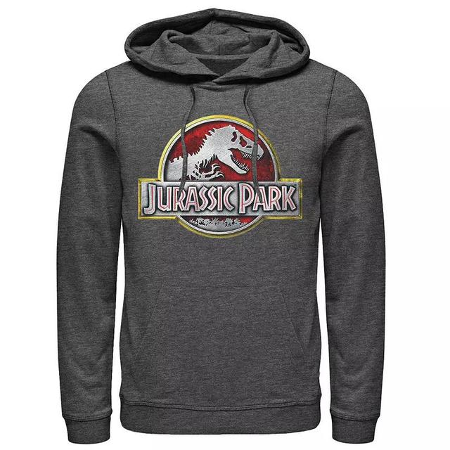 Mens Jurassic Park Chrome Logo Hoodie Grey Heather Product Image