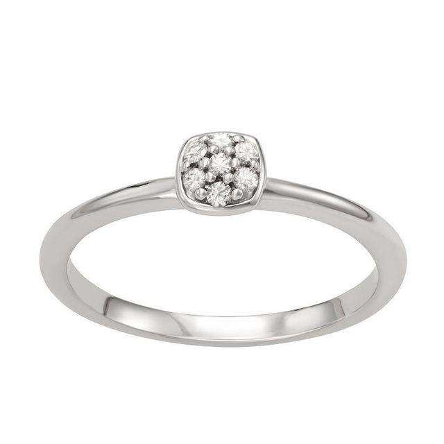 Moissanite Outlet Sterling Silver 1/10 Carat T.W. Cushion Pave Lab-Created Moissanite Ring, Womens Product Image