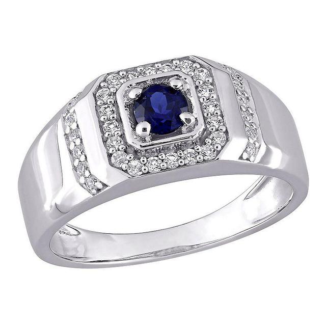 Mens Stella Grace Lab-Created Blue & White Sapphire Ring Sterling Product Image