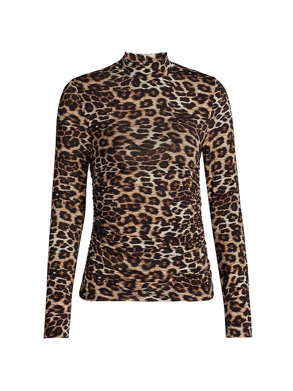 Womens Leopard Print Jersey Blouse Product Image