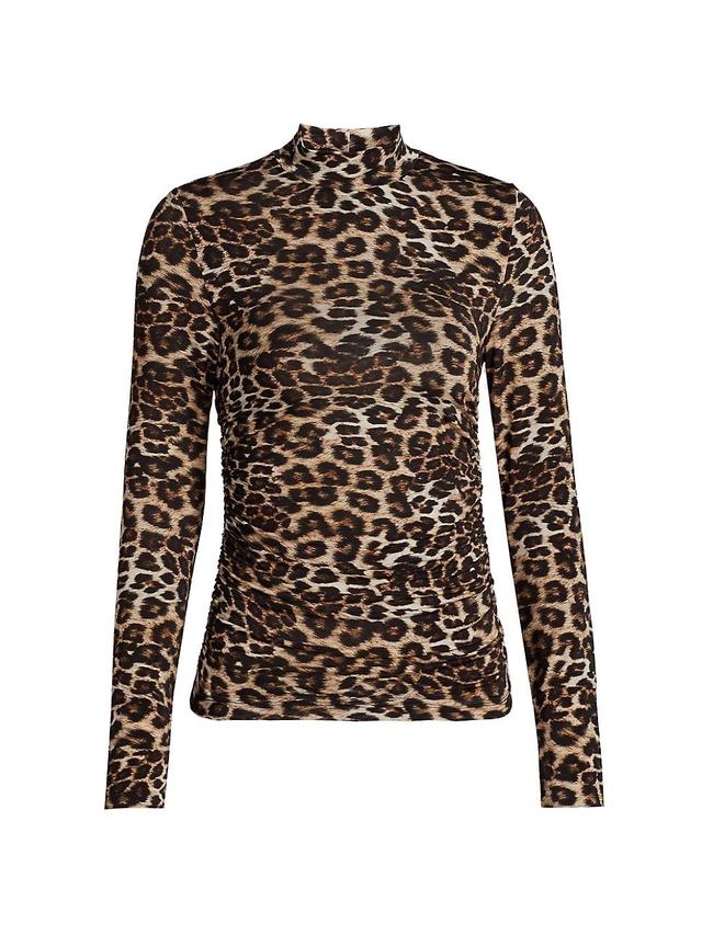 Womens Leopard Print Jersey Blouse Product Image