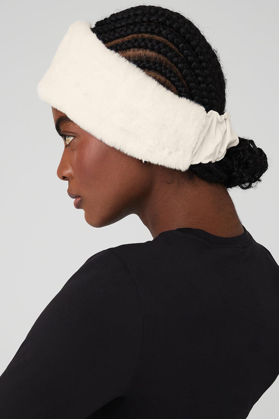 Faux Fur Ear Warmers - Ivory Female Product Image