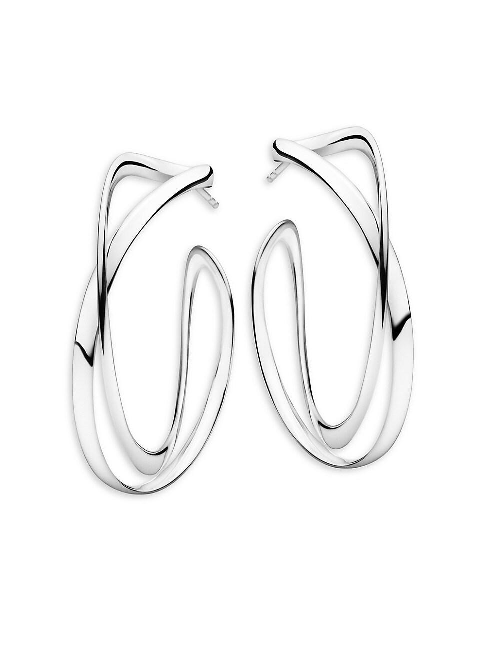 Womens Infinity Sterling Silver Hoop Earrings Product Image