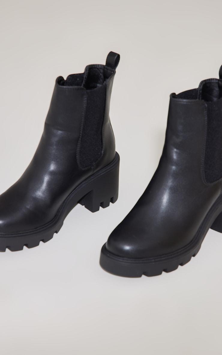 Black Wide Fit PU Chunky Chelsea Ankle Boots Product Image