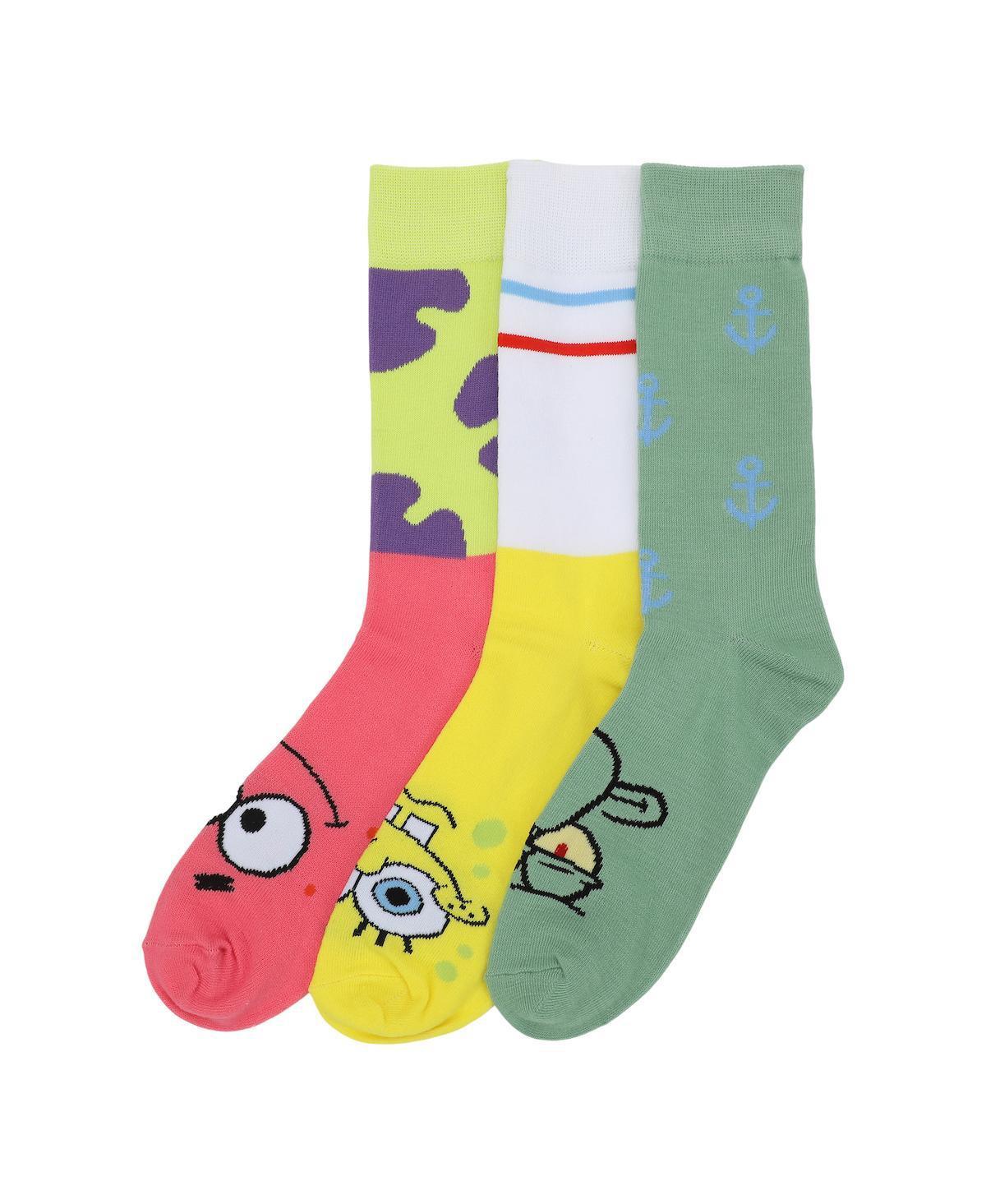 SpongeBob SquarePants Mens Adult Crew Socks 3-Pack - Bikini Bottom Comfort! Product Image