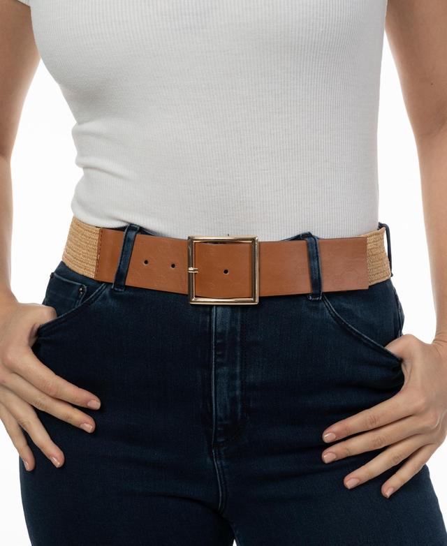 Giani Bernini Womens Logo-Tab Straw Stretch Belt Product Image