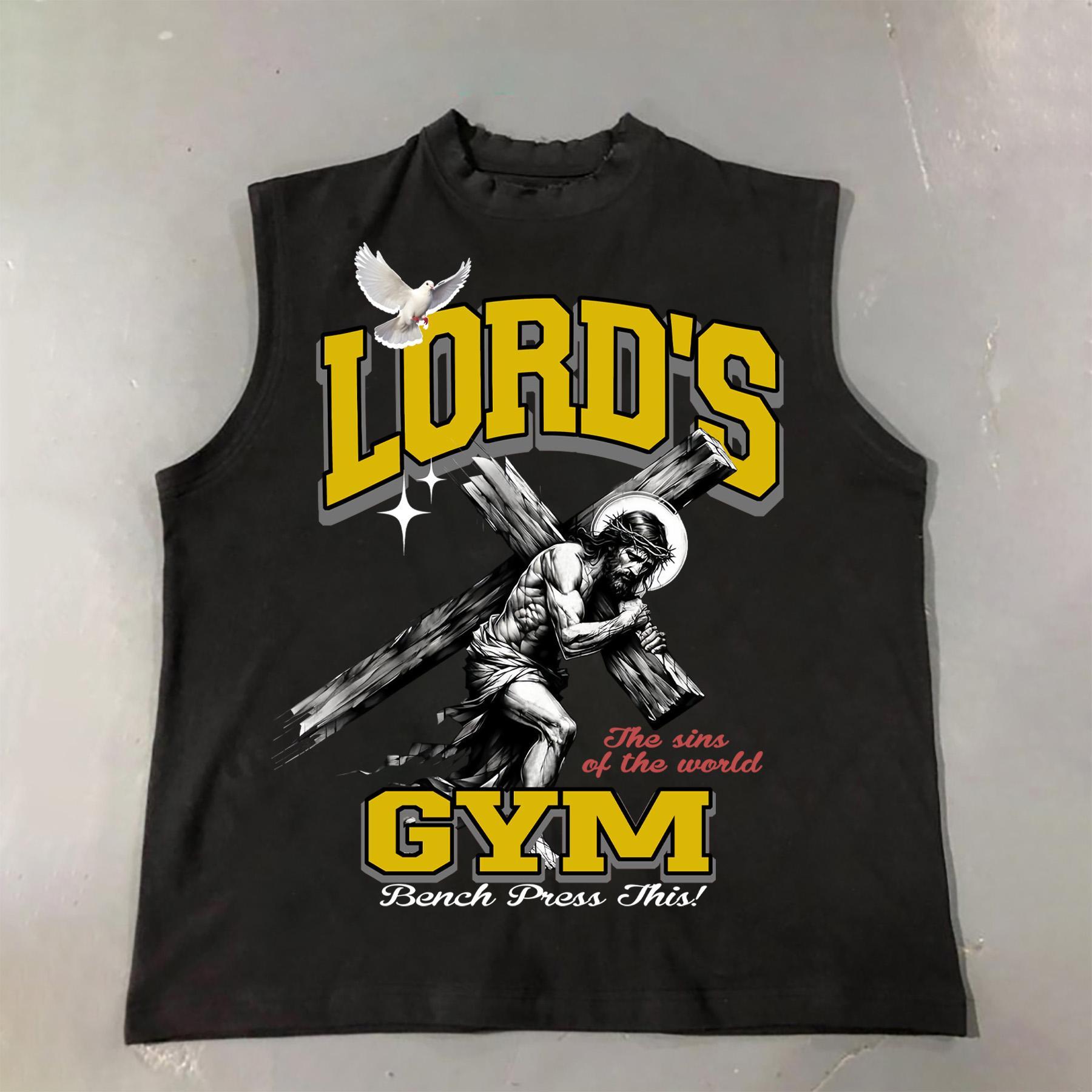 Retro Lord's Gym Print Cotton Tank Top Product Image