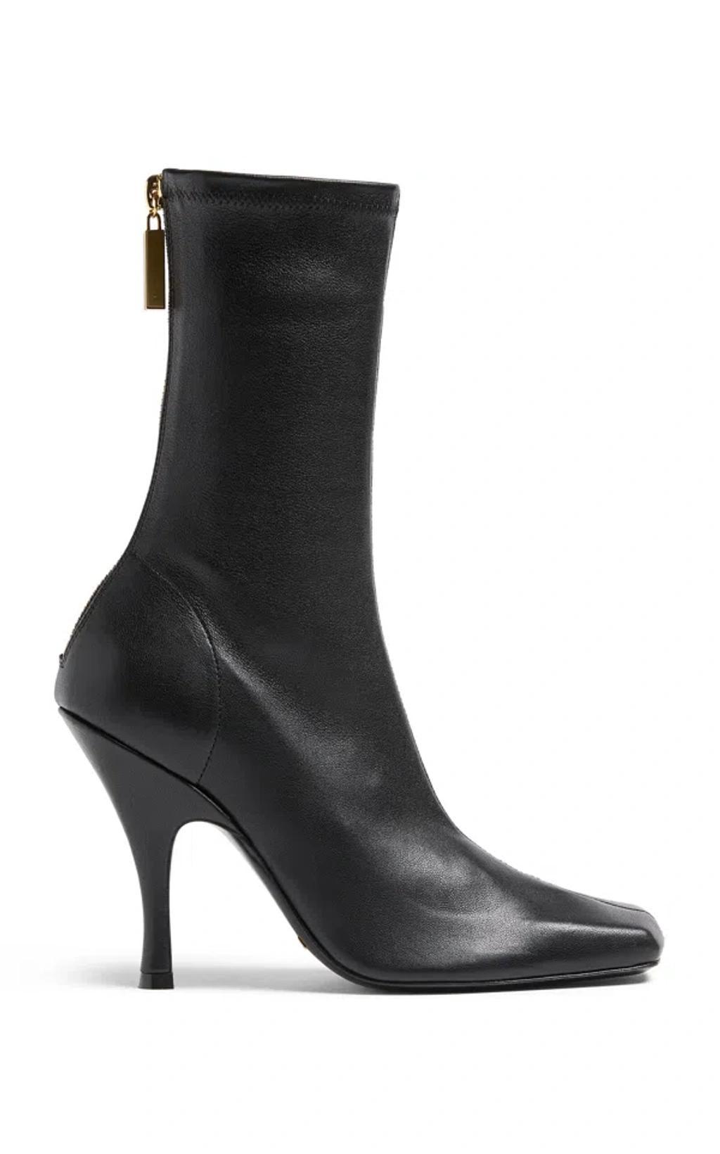 KHAITE Eva Mid-calf Leather Boots In Black Product Image