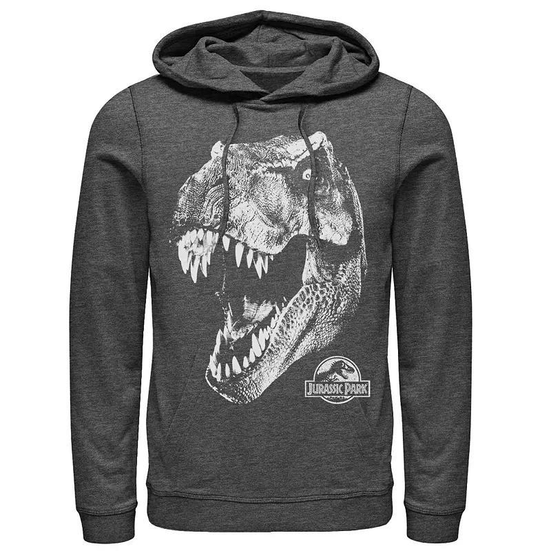 Mens Jurassic Park T-Rex White Head Roaring Pullover Hoodie Blue Product Image