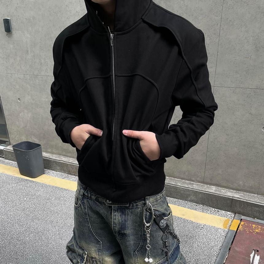 Plain Zip-Up Hoodie Product Image