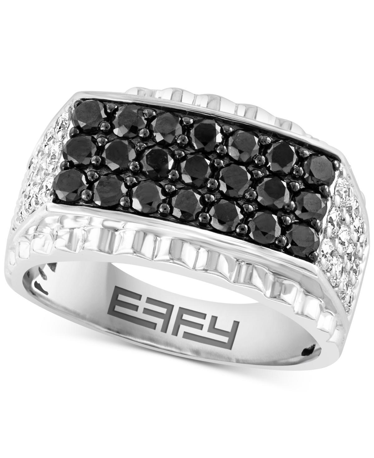 Effy Mens Black Diamond (1-1/4 ct. t.w.) & White Diamond (3/4 ct. t.w.) Cluster Ring in 10k White Gold (Also in Blue Diamond) Product Image