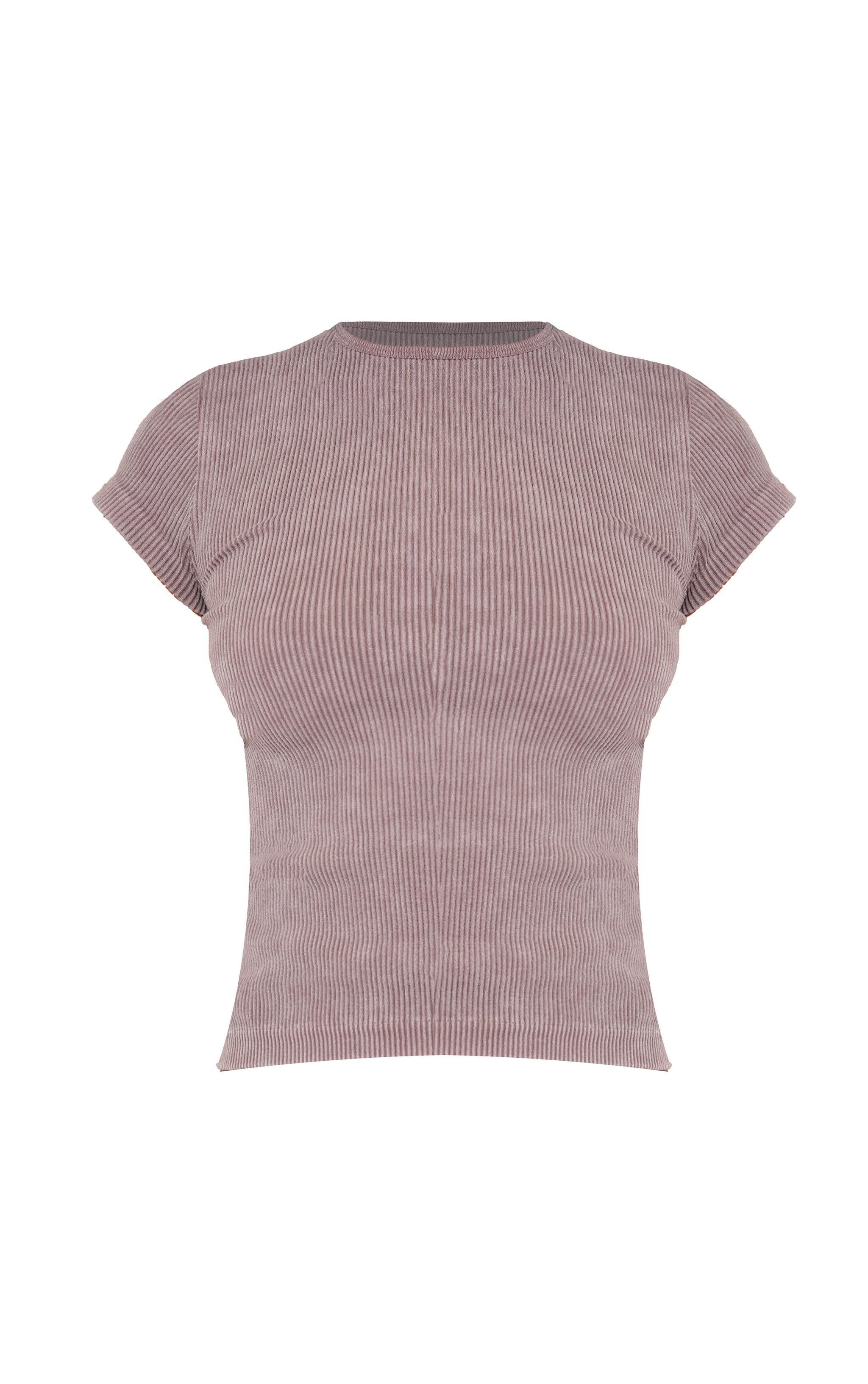 Taupe Faded Snatched Rib Scoop Neck Fitted Top Product Image