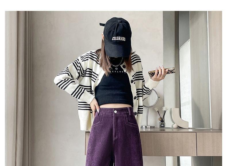 High Rise Corduroy Wide Leg Pants Product Image