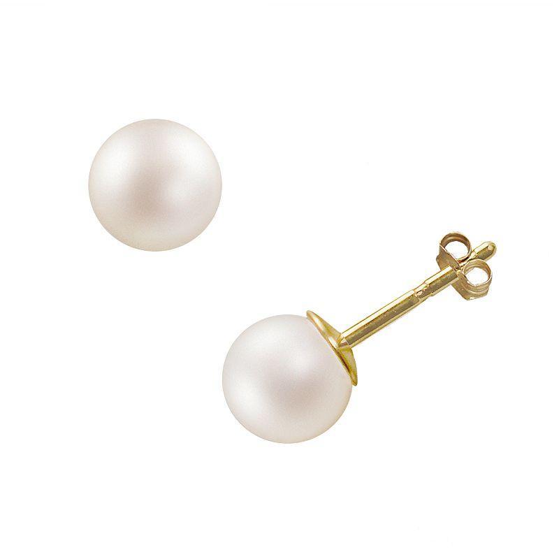 PearLustre by Imperial 10k Gold 6-mm Cultured Pearl Stud Earrings, Womens, White Product Image