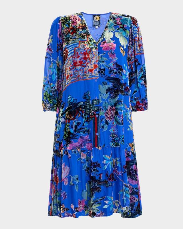 Ermyas Floral Flocked Shift Dress Product Image