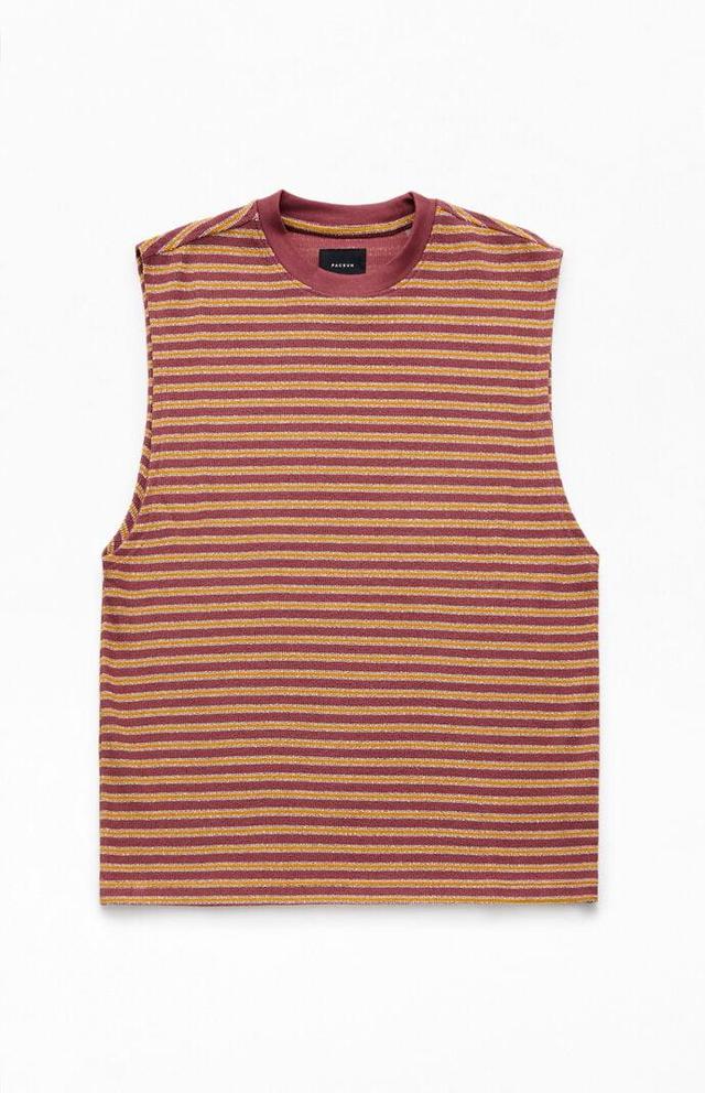 Mens Compass Striped Textured Tank Top - Product Image