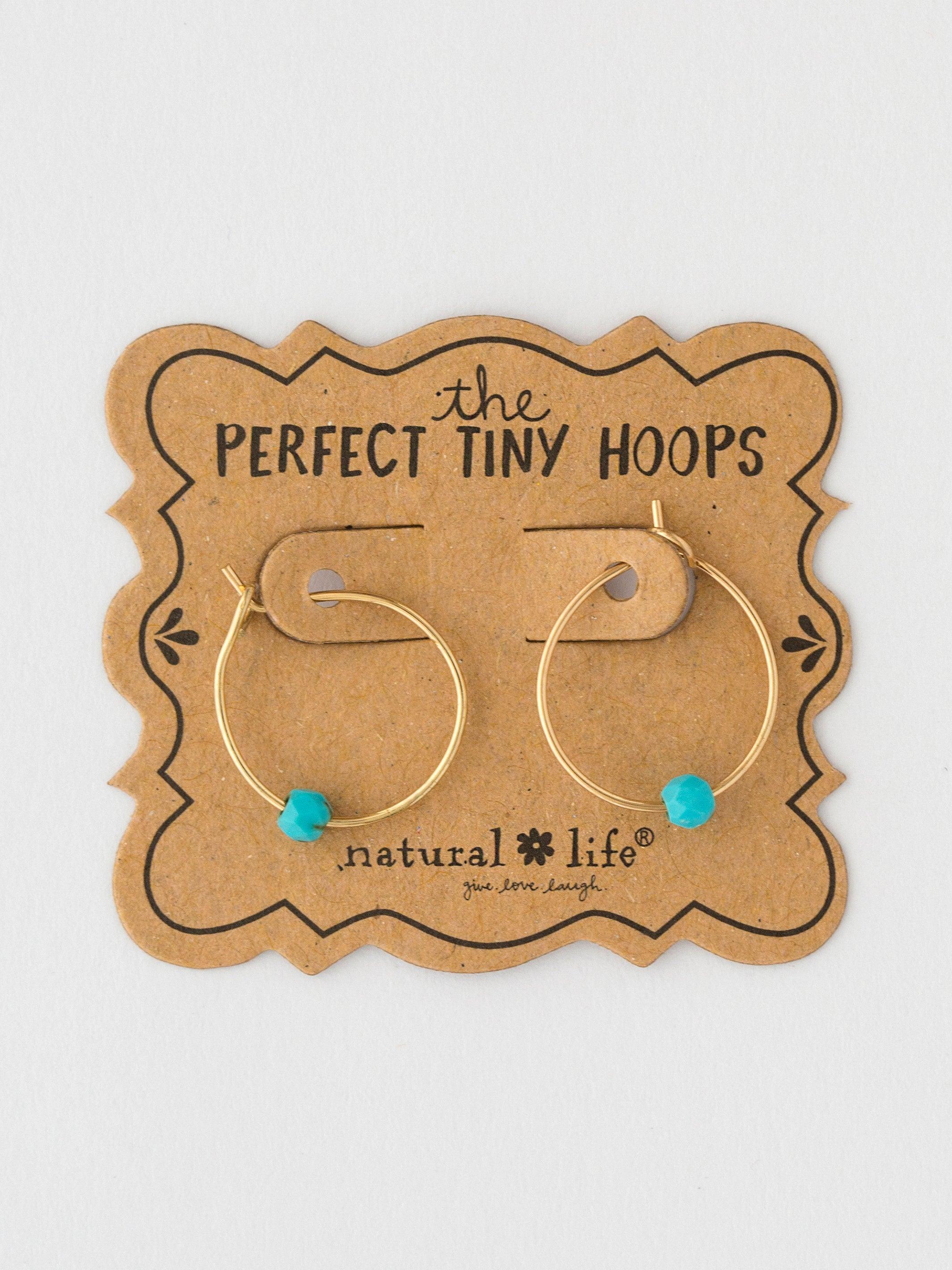 Tiny Hoop Earrings - Turquoise Product Image