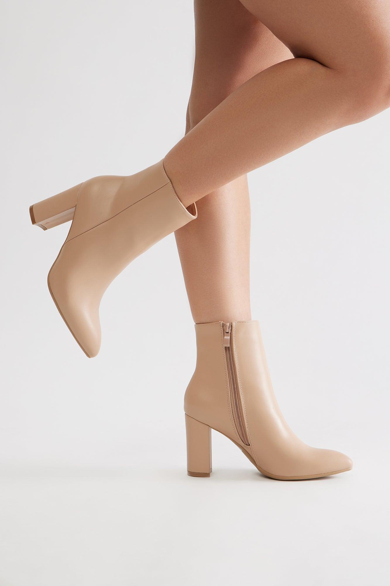 Niles Heeled Booties - Beige Product Image