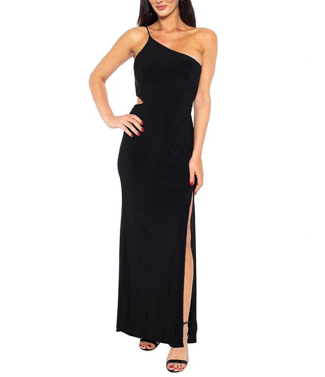 Jump One Shoulder Sleeveless Side Slit Long Gown Product Image