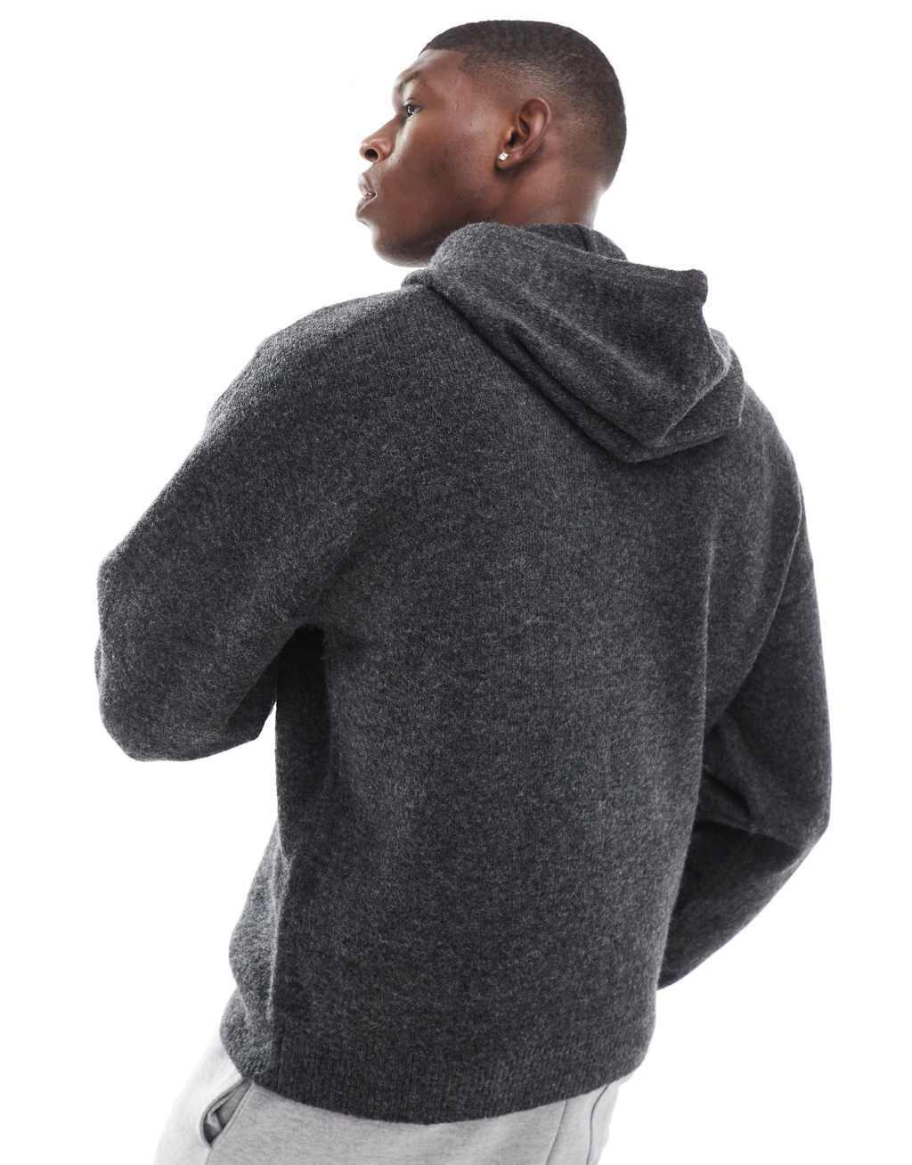 ADPT oversized knit hoodie in gray Product Image