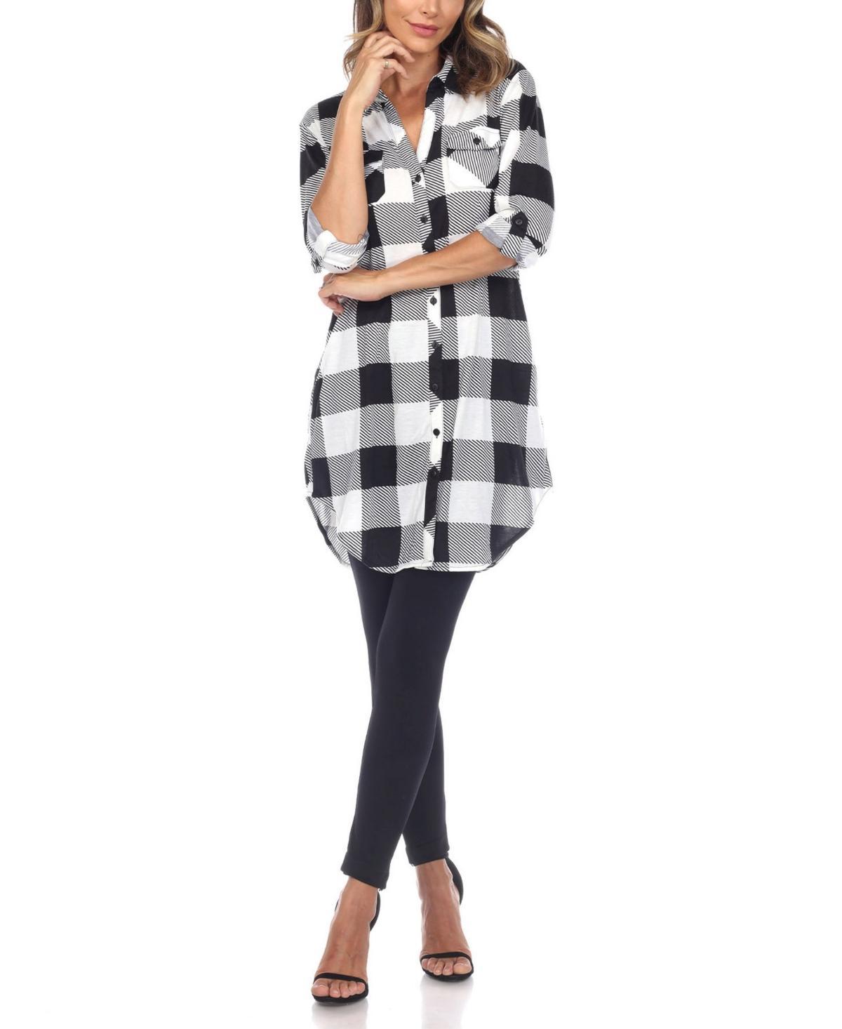 Womens White Mark Plaid Tunic Top Pink Product Image