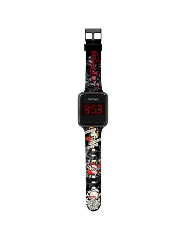 Ed Hardy Mens Multicolor Silicone Strap Watch 45mm - Black Product Image