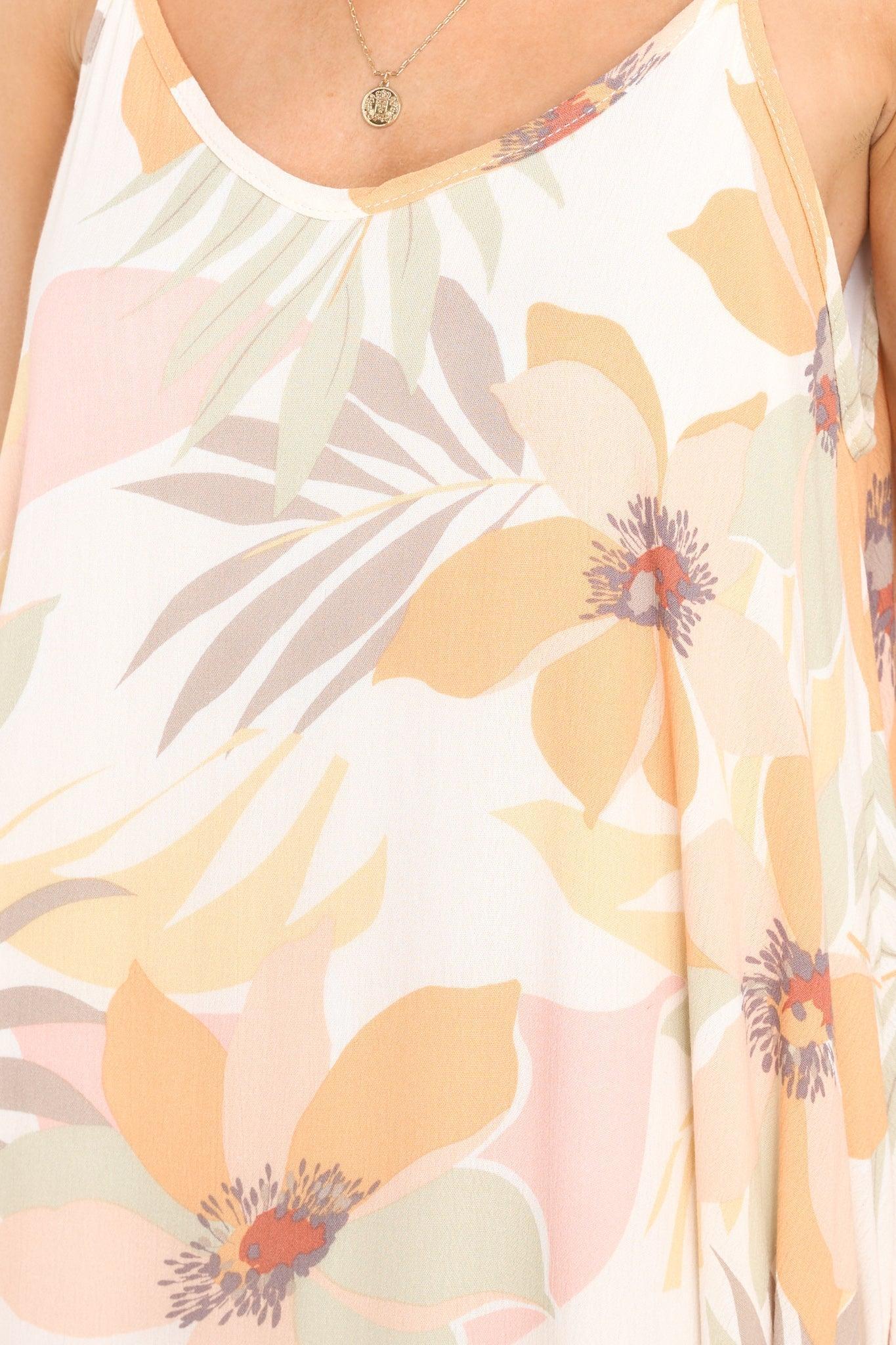 Out At Sea Tangerine Tropical Maxi Dress Ivory Product Image