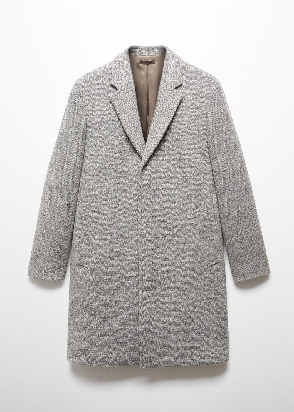 MANGO MAN - Herringbone pattern wool coat medium heather greyMen Product Image