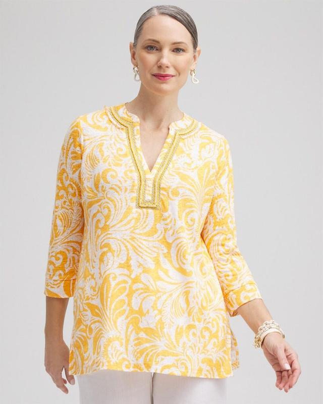 Women's Linen Paisley Embellished Tunic Top Product Image