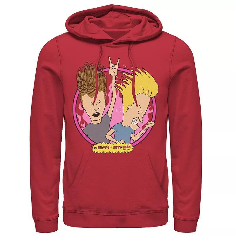 Mens Beavis And Butthead Rock N Roll Circle Portrait Hoodie Product Image