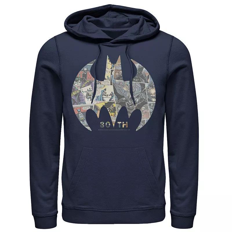 Mens DC Comics Batman Comic Cover Logo Hoodie Blue Product Image