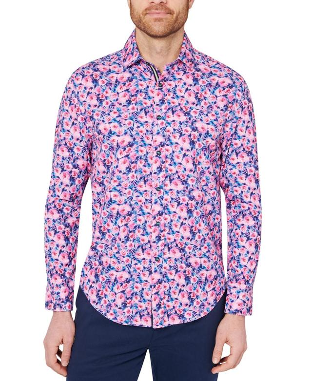 Society of Threads Mens Slim Fit Non-Iron Floral Print Performance Stretch Button-Down Shirt Product Image