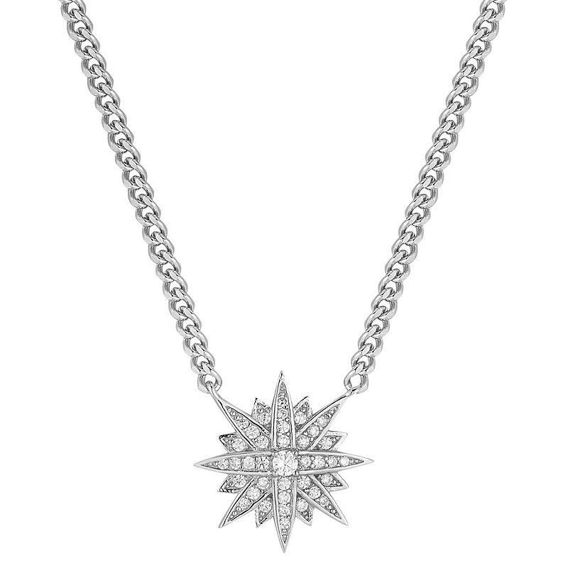 Sunkissed Sterling 14k Gold Over Silver Cubic Zirconia North Star Pendant Necklace, Womens White Product Image