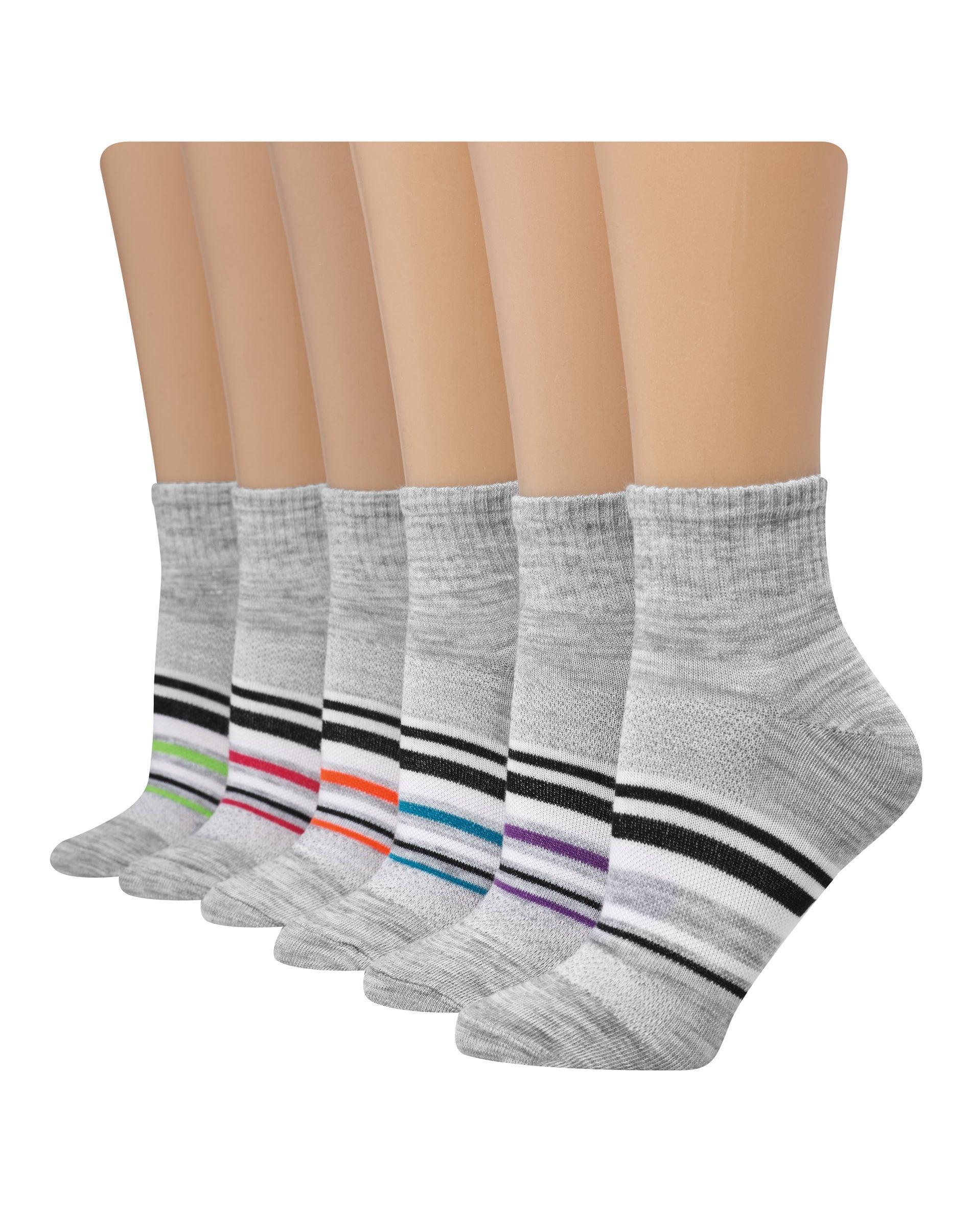 Hanes X-Temp Womens Ankle Socks, 6-Pairs Pink/Grey 5-9 Product Image