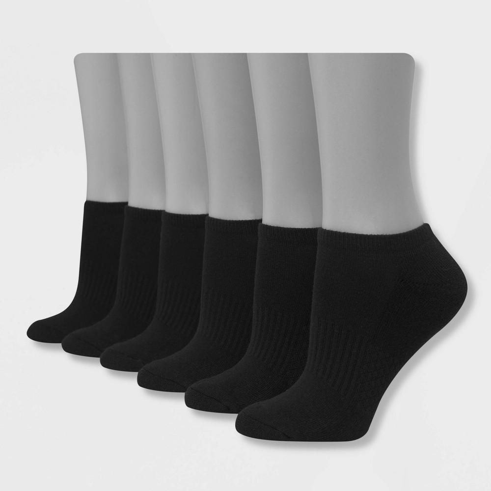 Hanes Womens Performance Cushioned No Show Socks, 6-Pack Black w/Marle 5-9 Product Image