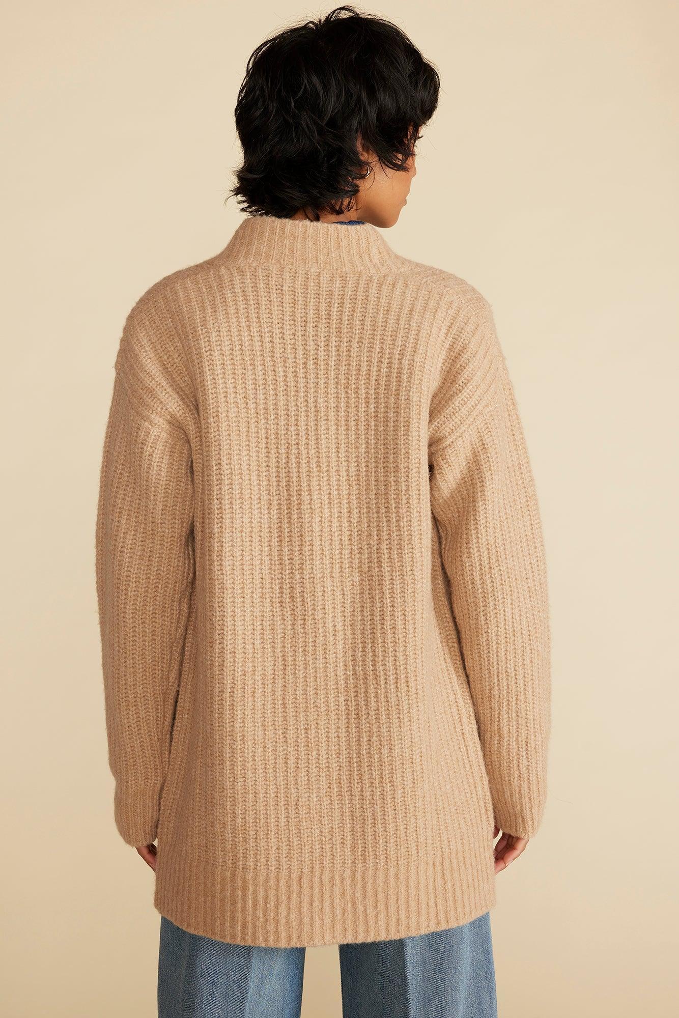 Jeune Relaxed Open Front Cardigan - Oatmeal Beige Product Image