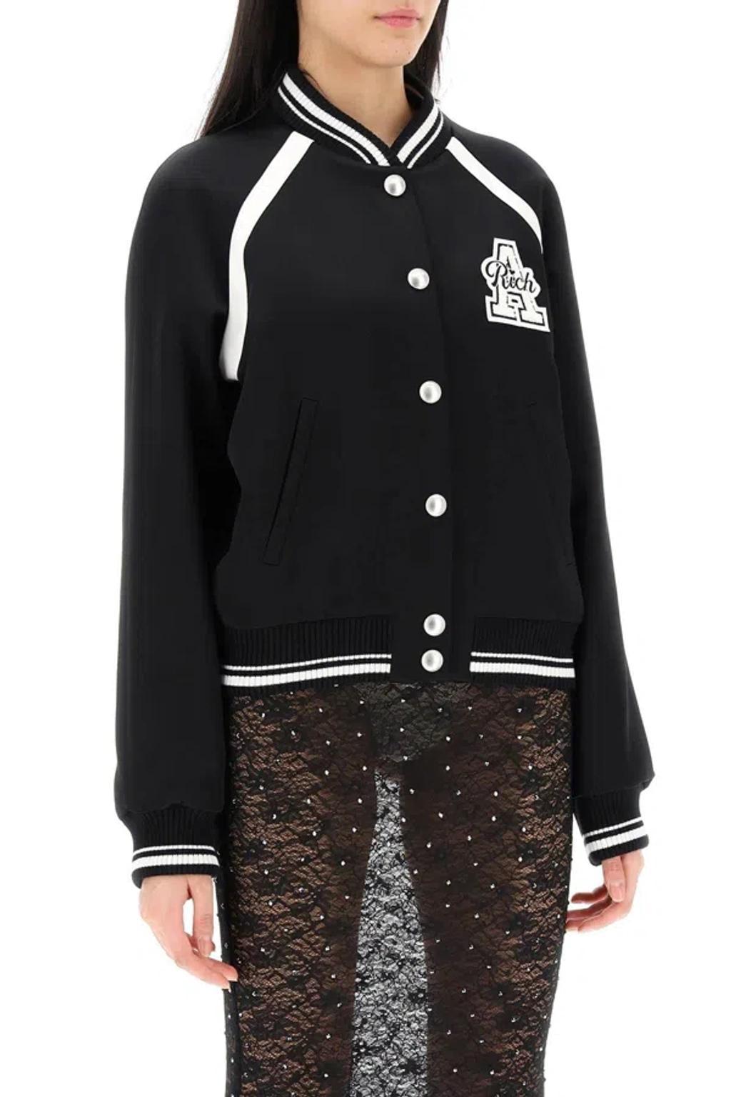 ALESSANDRA RICH Logo-patch Padded Jacket In Black Product Image