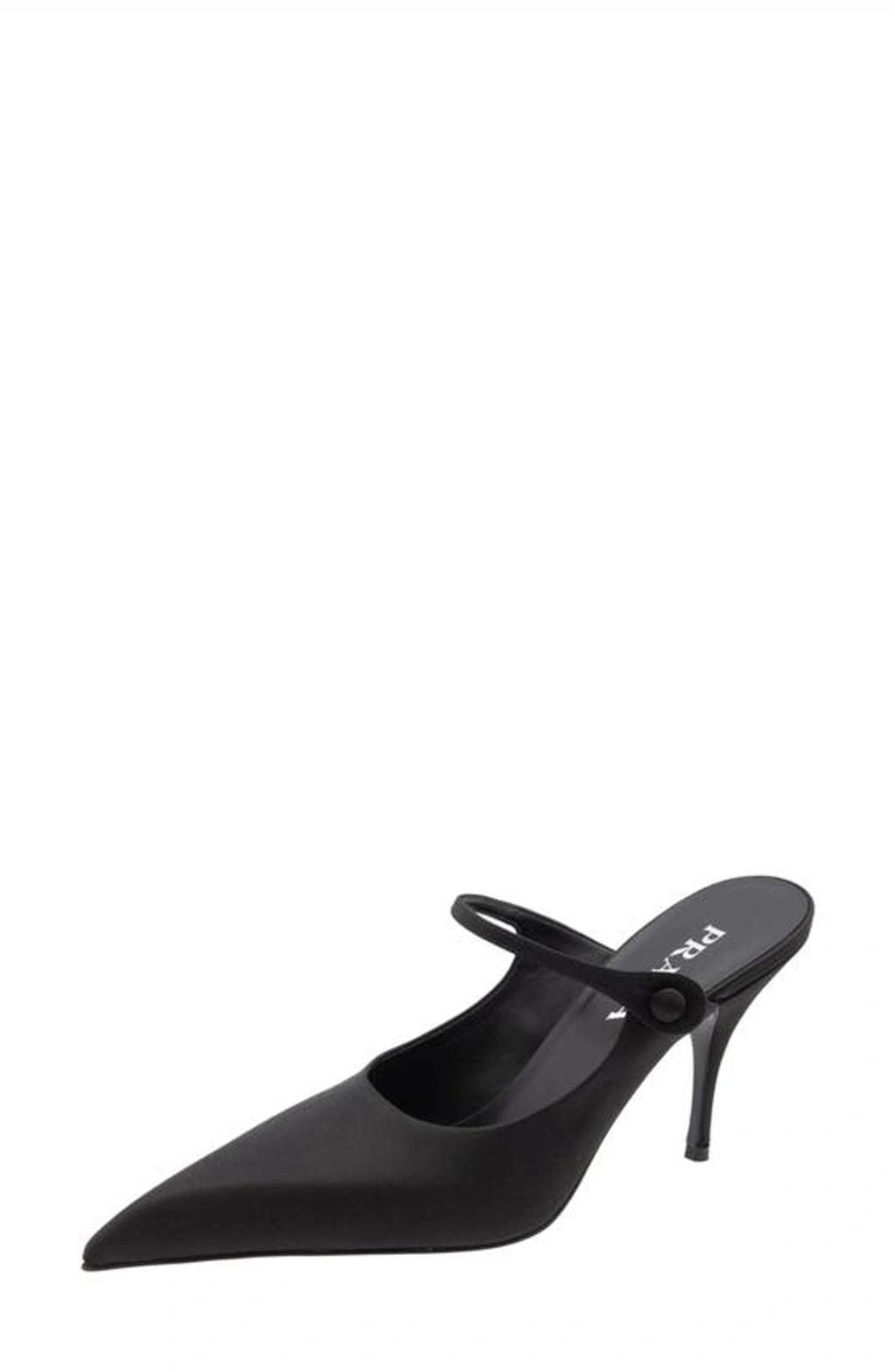 Leather Mary Jane Mule Pumps In Black product image