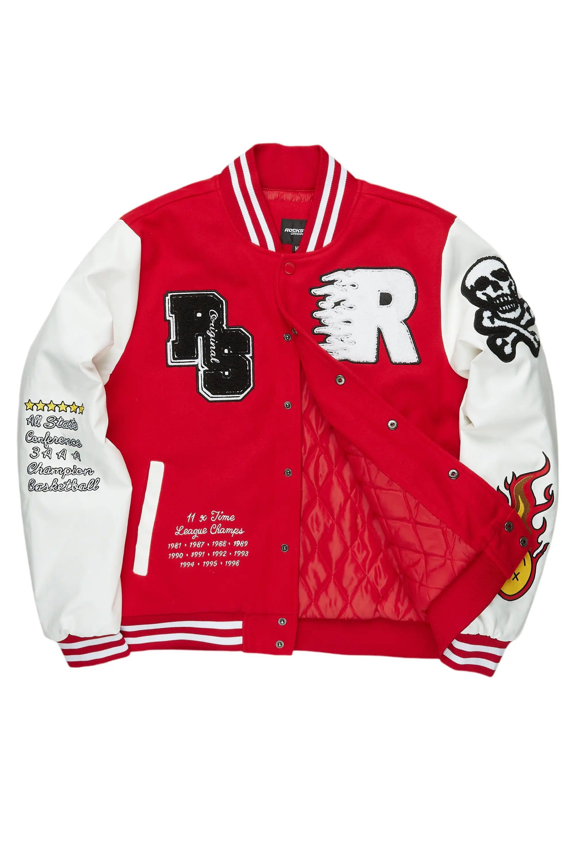 Leaner Red Bomber Jacket Male Product Image