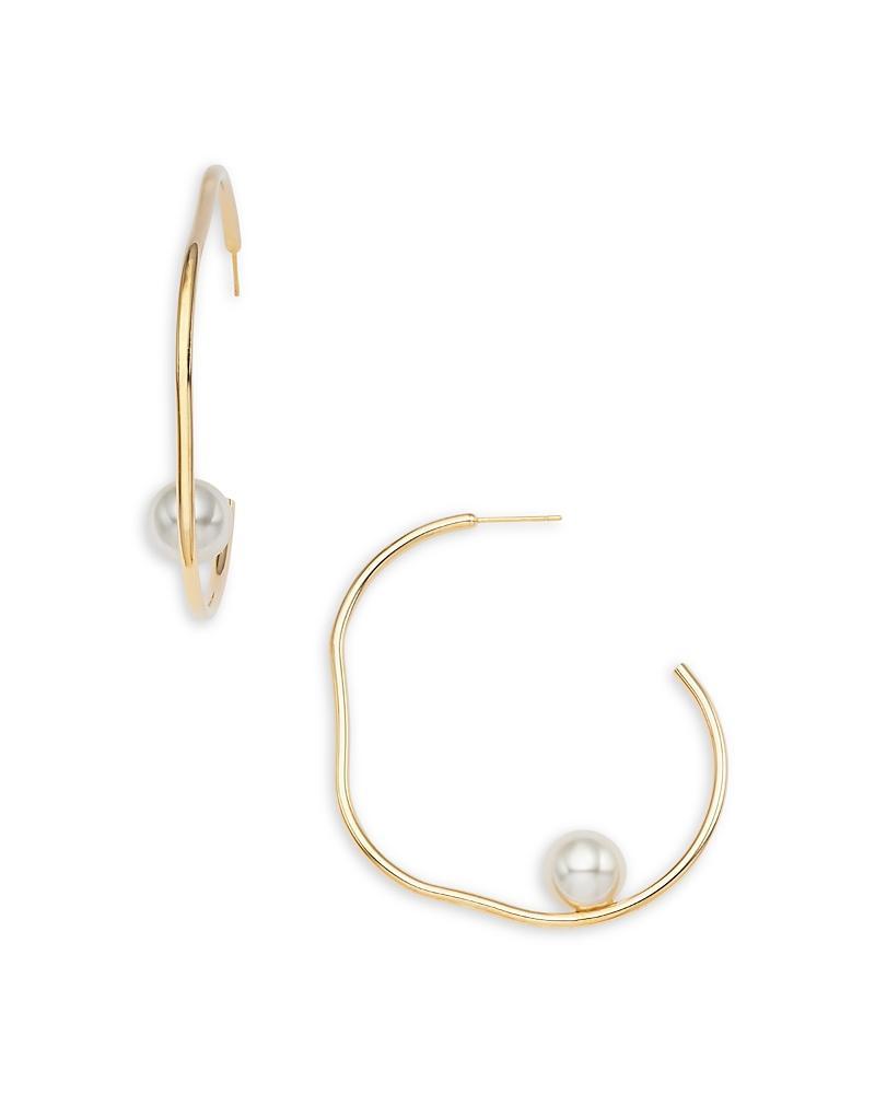 Shashi Imitation Pearl Large Hoop Earrings Product Image