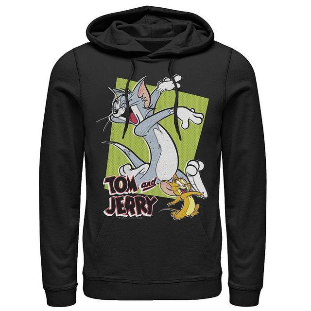 Mens Tom And Jerry Retro Style Green Box Portrait Hoodie, Mens Product Image