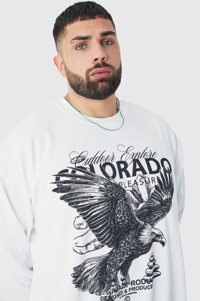 Plus Oversized Colorado Print Graphic Sweatshirt | boohooMAN USA Product Image