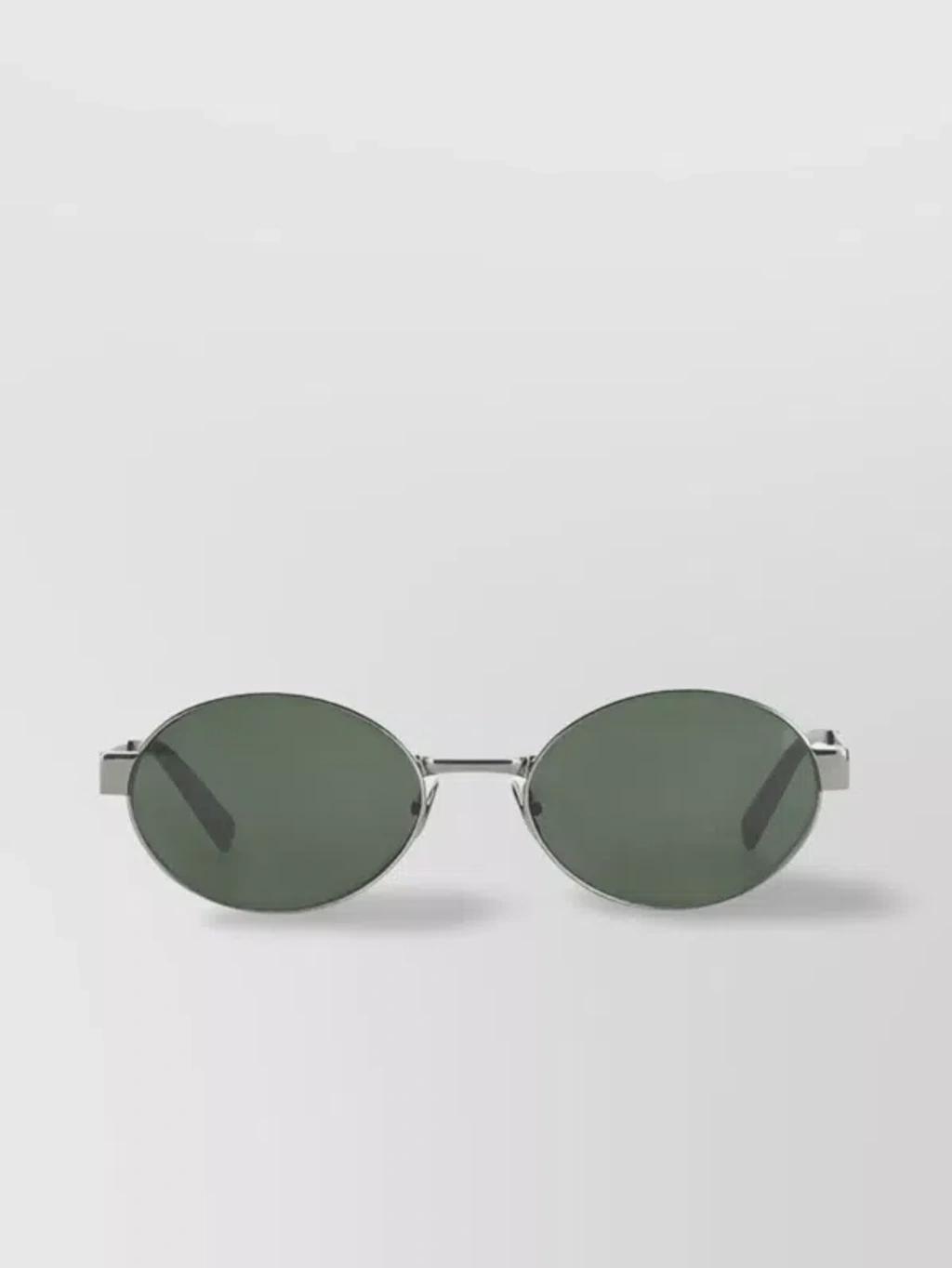 SAINT LAURENT Round Metal Sunglasses With Adjustable Nose Pads In Gray Product Image