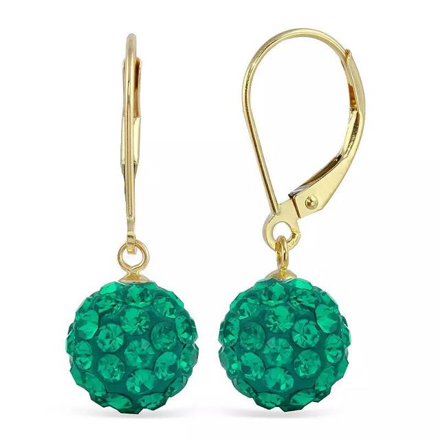 Sterling Silver Crystal Ball Drop Earrings, Womens, Green Product Image