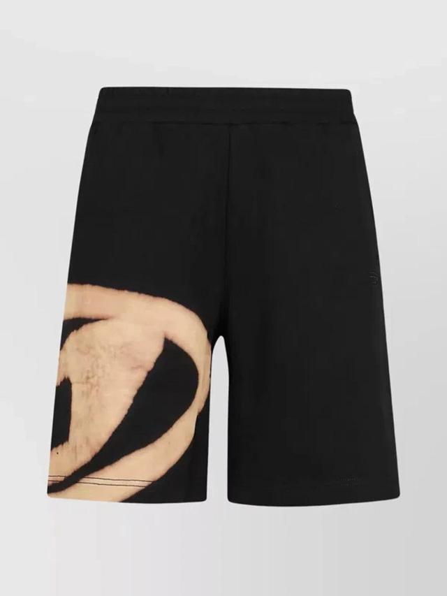 Bleached Cotton Tie-dye Shorts In Black Product Image