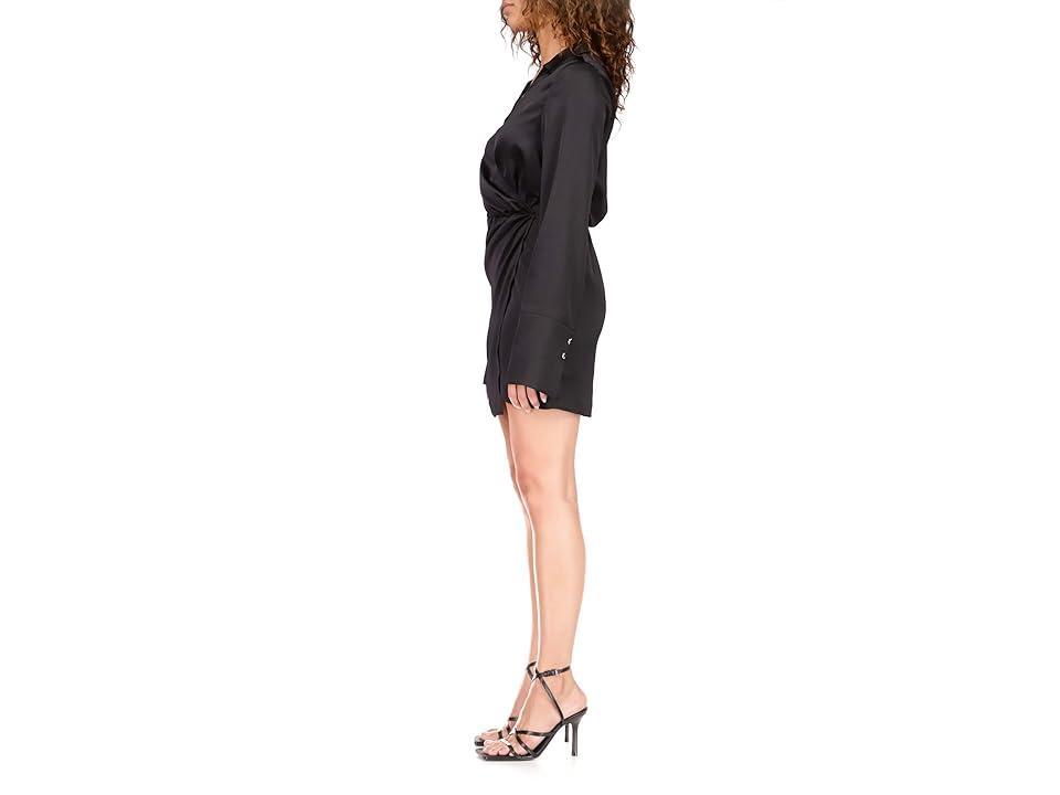 Sanctuary Point Collar Long Sleeve Asymmetrical Hem Faux Wrap Dress Product Image