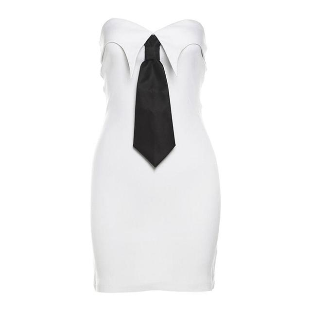 Sleeveless Tie-Accent Plain Slim-Fit Mini Bodycon Dress Product Image