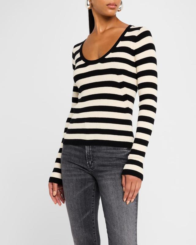 Striped Wool Long-Sleeve Sweater Product Image