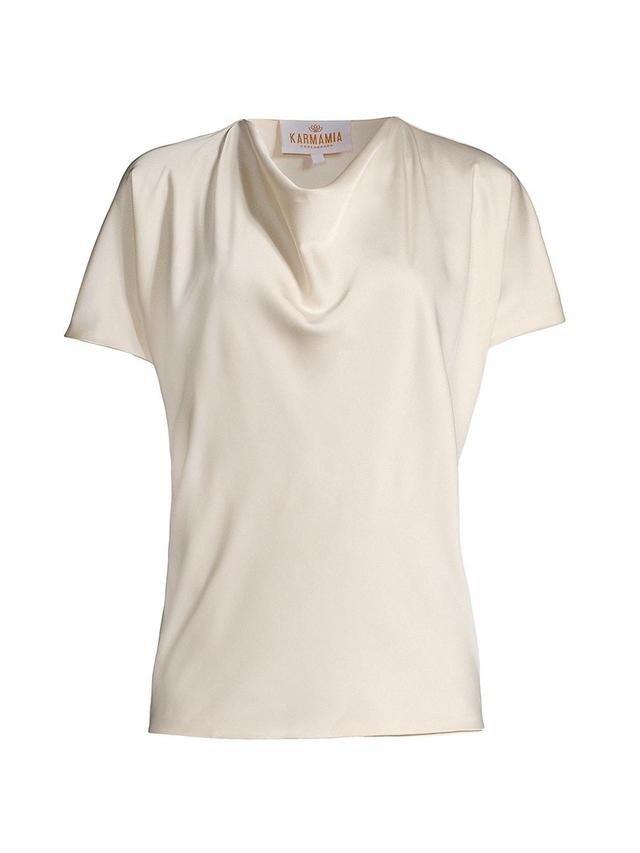 Womens Peony Satin Cowlneck Blouse Product Image