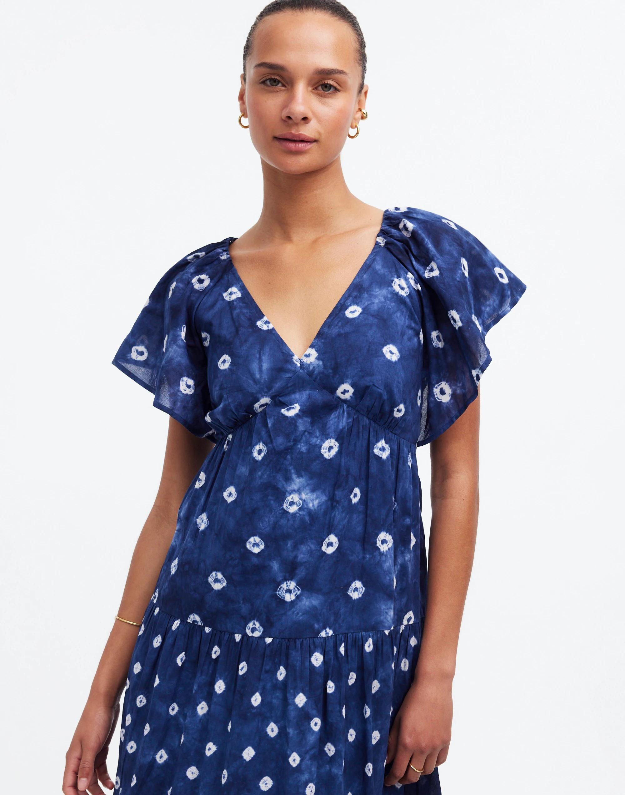 Tie-Back Tiered Midi Dress in Shibori Product Image